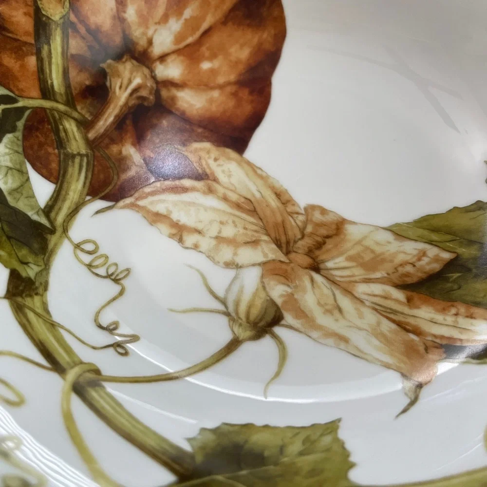 Williams Sonoma Botanical Pumpkin Dinner Plates 11” diameter (Set of 2)
